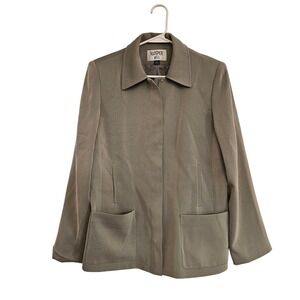 KASPER A.S.L. Women's Size 12 Gray Blazer Jacket Zipper Front